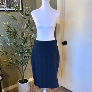 Banana Republic Navy Plaid Pencil Skirt